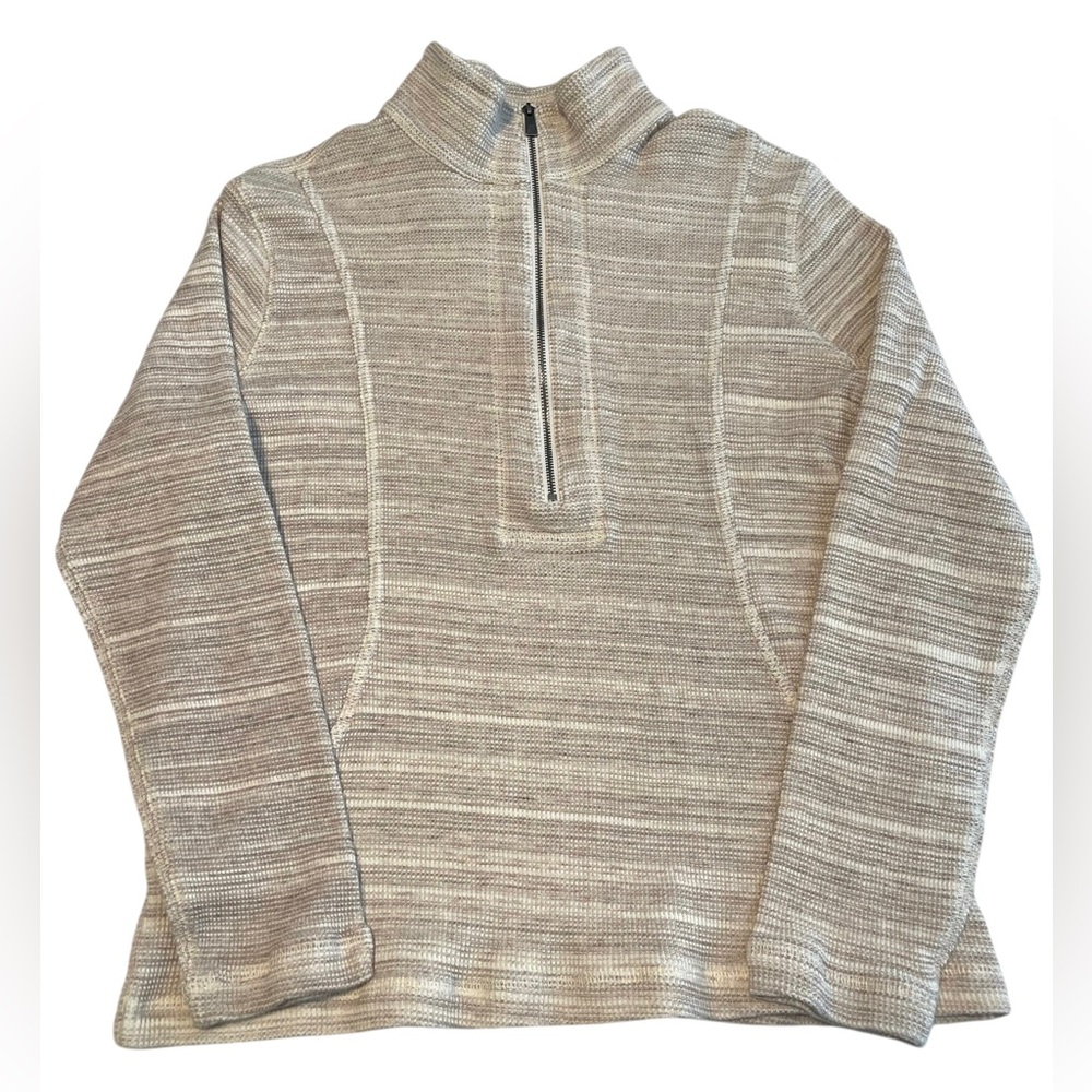 Tommy Bahama Sweater Size Medium Beige Knit 100% Cotton Long Sleeve 1/2 Zip